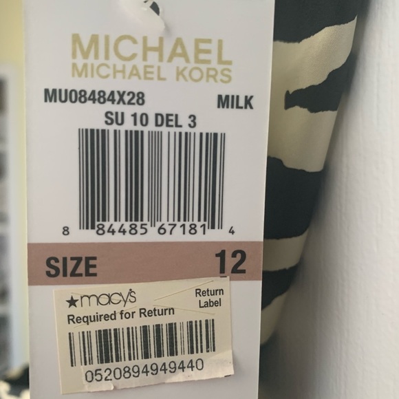 New Michael Kors 100% Silk Zebra Print Zipper Front Shift Dress Size 12 - Picture 4 of 4